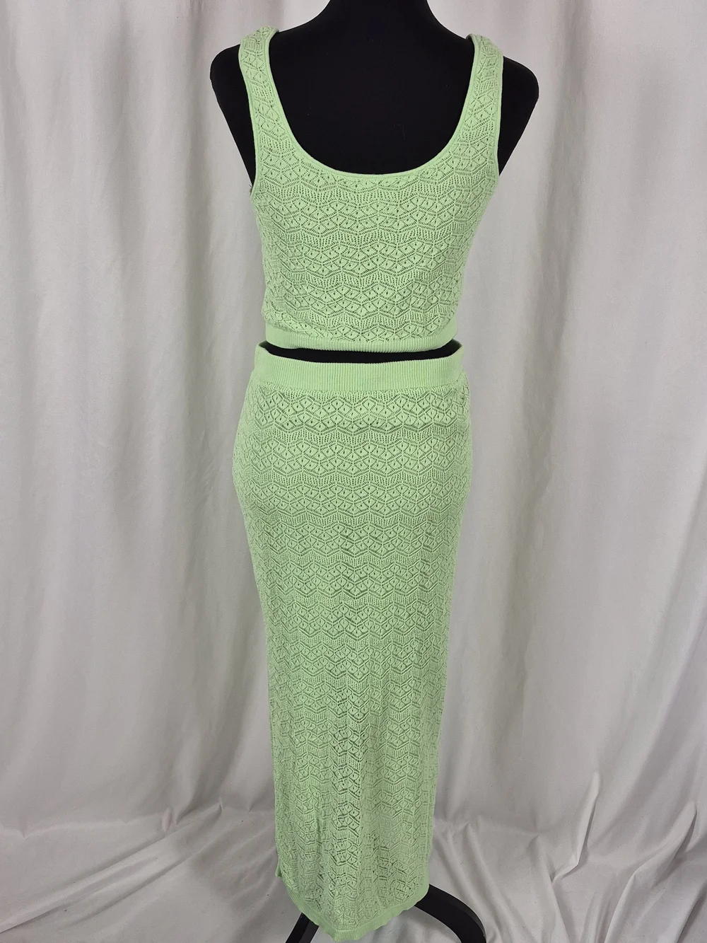 House of Harlow 1960 Crochet Lace Crop Tank & Midi Skirt 2 Piece Set - Size M